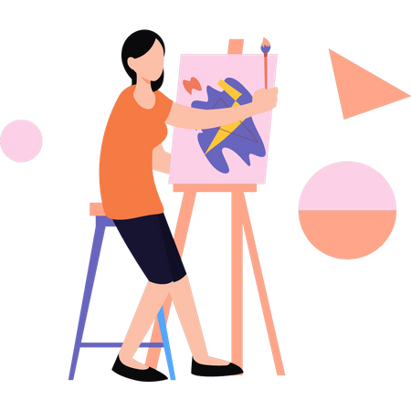 The girl is painting on the board  Illustration