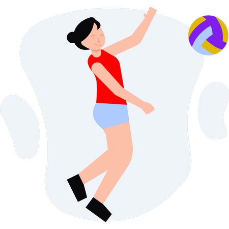 The girl is playing volleyball Illustration