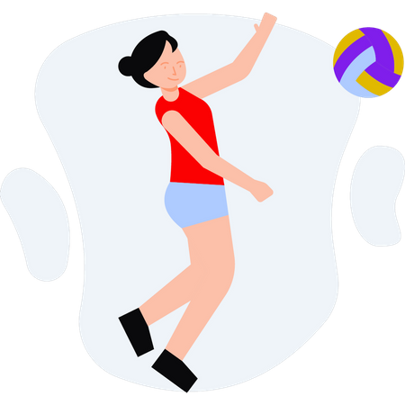 The girl is playing volleyball  Illustration