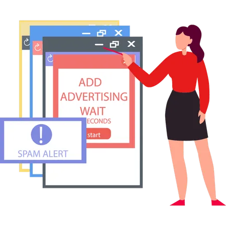 The Girl Is Pointing At The Ad Advertising Wait Seconds Illustration