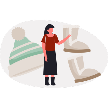 The girl is pointing cowboy boots  Illustration