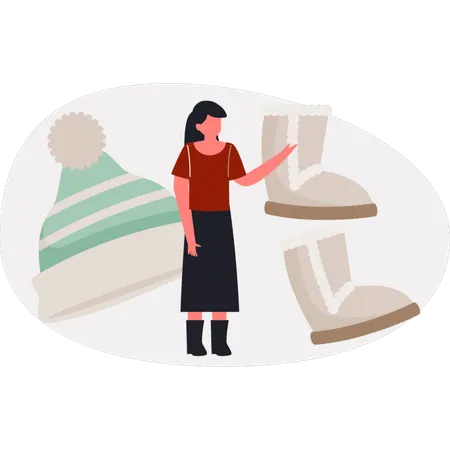 The girl is pointing cowboy boots  Illustration