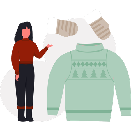 The girl is pointing fleece jacket  Illustration