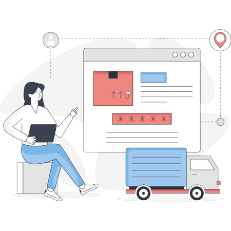 The girl is pointing online consignment  Illustration