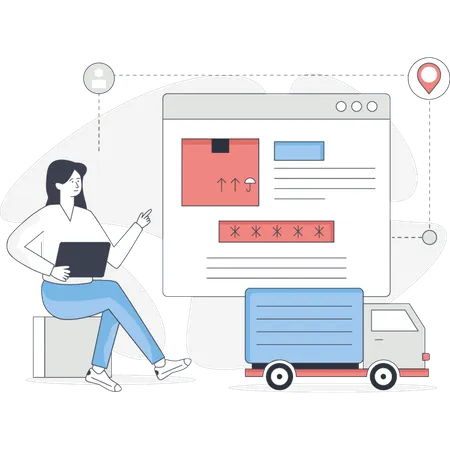 The girl is pointing online consignment  Illustration