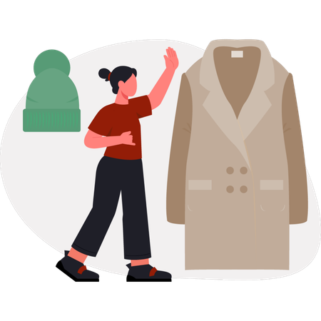 The girl is pointing trench coat  Illustration