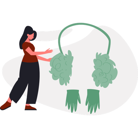 The girl is pointing winter earmuff  Illustration