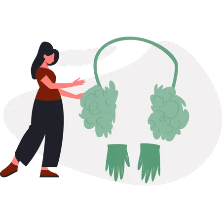 The girl is pointing winter earmuff  Illustration