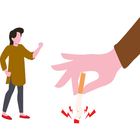 The girl is protesting to stop smoking  Illustration
