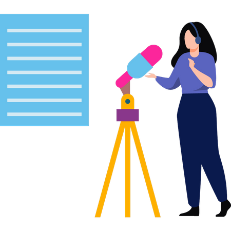 The girl is recording music  Illustration