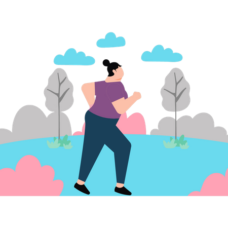 The girl is running for exercise  Illustration