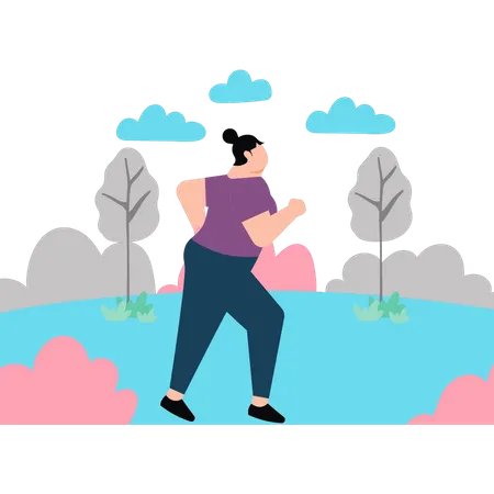 The Girl Is Running For Exercise Illustration