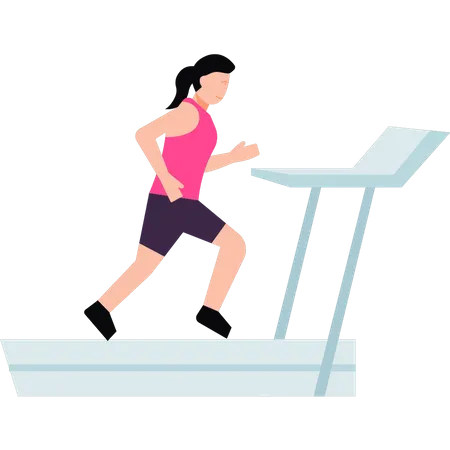 The girl is running on the treadmill Illustration