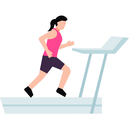 The girl is running on the treadmill  Illustration