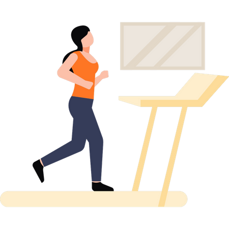 The girl is running on the treadmill  Illustration