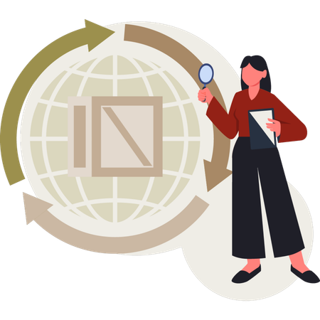The girl is searching global  Illustration