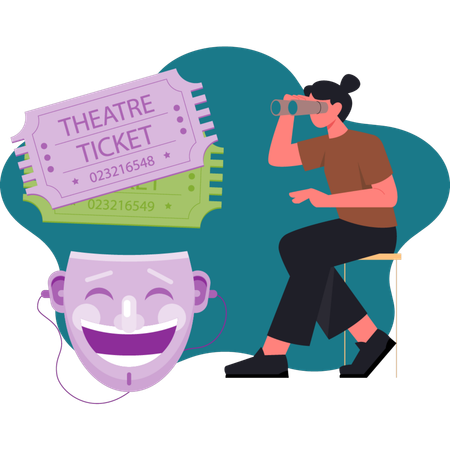 The girl is seeing tickets  Illustration