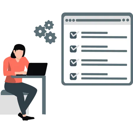 The girl is setting webpage list  Illustration