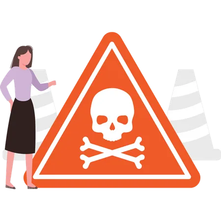 The girl is showing a warning sign  Illustration