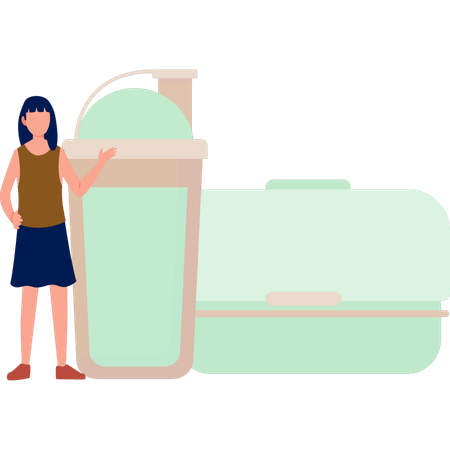 The girl is showing break lunch  Illustration