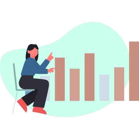 The girl is showing business rising graph  Illustration