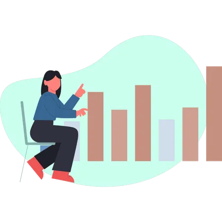 The girl is showing business rising graph  Illustration