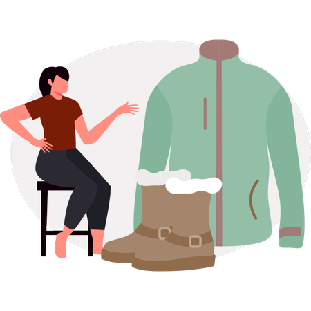 The girl is showing fleece jacket  Illustration