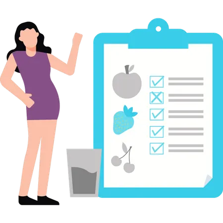 The girl is showing her diet list  Illustration