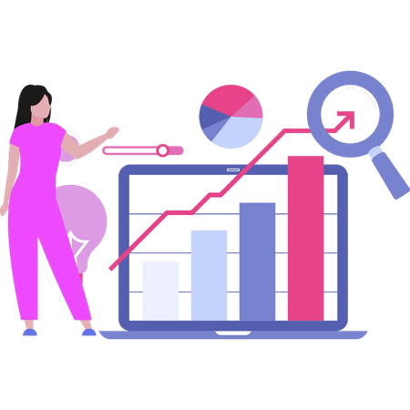 The girl is showing the increase in graph  Illustration