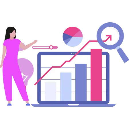 The girl is showing the increase in graph  Illustration