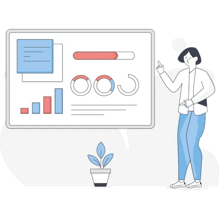 The girl is showing online business graph  Illustration