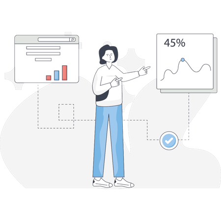 The girl is showing project progress  Illustration