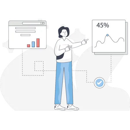 The girl is showing project progress  Illustration