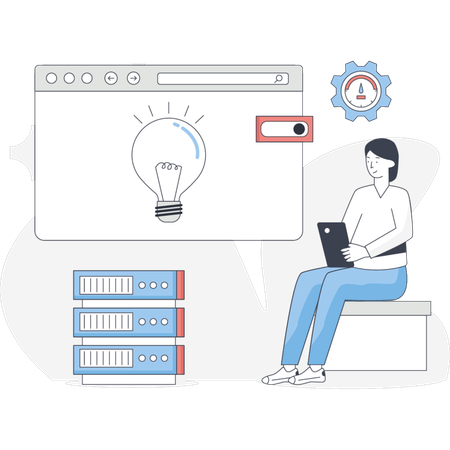 The girl is showing web hosting solution  Illustration
