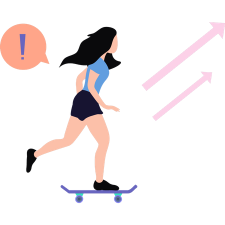 The girl is skating  Illustration