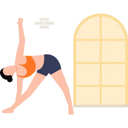 The girl is stretching her body  Illustration