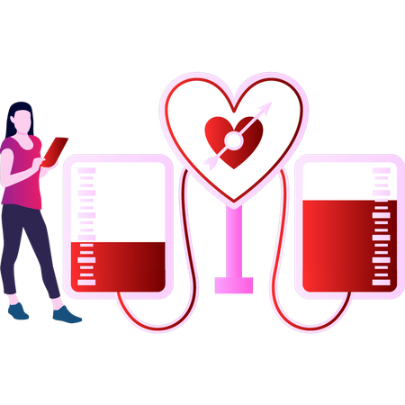 The girl is taking blood donations  Illustration