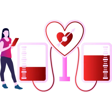 The girl is taking blood donations  Illustration
