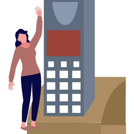 The girl is talking on the phone  Illustration