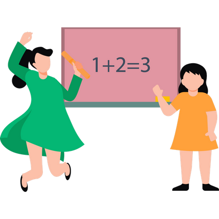 The girl is teaching math in the class  Illustration