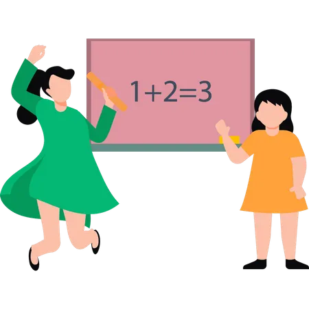The Girl Is Teaching Math In The Class Illustration