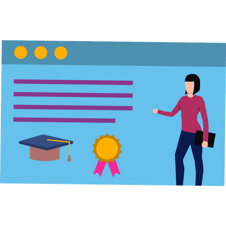 The girl is teaching online  Illustration