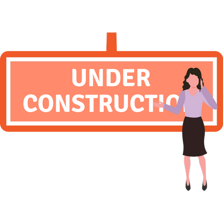 The girl is telling that the site is under construction  Illustration