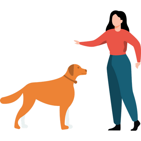 The girl is training the pet  Illustration