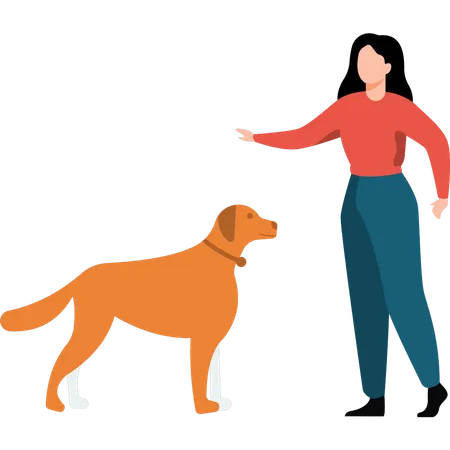 The girl is training the pet  Illustration