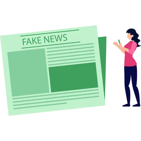 The girl is watching fake news  Illustration