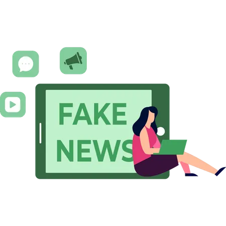 The girl is watching fake news  Illustration
