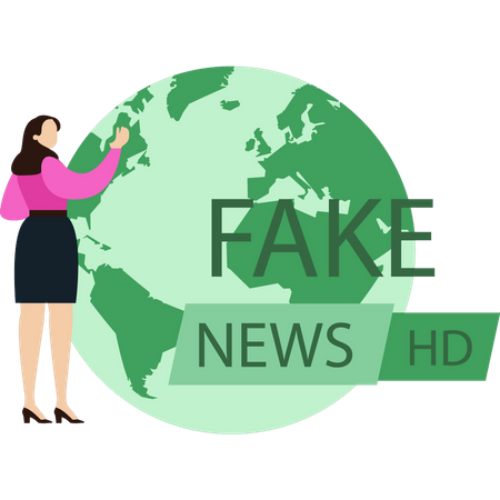 The girl is watching fake news  Illustration