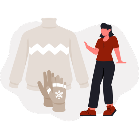 The girl is watching sweater  Illustration
