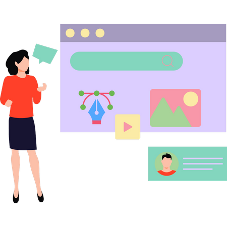 The girl is working on web design and development  Illustration